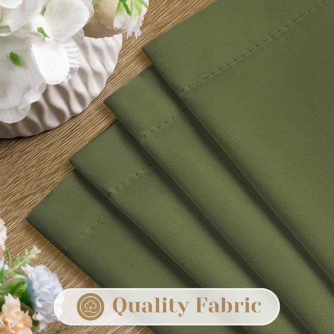 HOMEIDEAS Non-See-Through Olive Green Privacy Sheer Kitchen Curtains, 30 X 36 Inches Long 2 Panels Sheer Curtains Light Filtering Window Drapes for Bedroom Living Room
