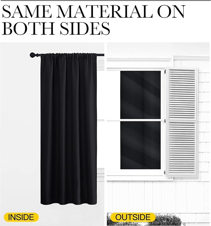 NICETOWN Black Out Curtain Panels for Kitchen - Energy Smart Decoration Thermal Insulating Blackout Drapes/Draperies for Small Window (2 Panels, 42 inches Wide by 54 inches Long)