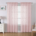 Lecloud Leia Blush Pink Sheer Curtains 72 Inches Long 2 Panels, Jacquard Leaf Textured Light Filtering Bedroom Curtains, Rod Pockets Airy Drapes for Living Room Dining Room, Each Panel 42" W x 72" L