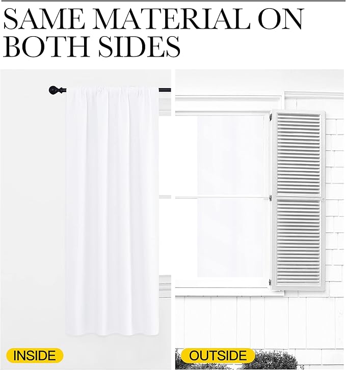 NICETOWN RV Curtains for Camper Windows, White Kitchen Window Drapes, Home Decoration Light Filtering for Small Window (34 Inches Wide by 40 Inches Long, 1 Pair)