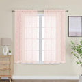 OWENIE Furman Sheer Curtains 45 Inch Length 2 Panels Set for Living Room Bedroom, Airy Jacquard Clip Short Curtains for Small Window, Modern Rod Pocket Bathroom Window Curtain Each 42Wx45L inch