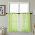 Gwine Short Kitchen Sheer Curtains 36 Inch Length - Light Filtering Voile Small Half Window Curtain for Basement, Rod Pocket Cafe Curtains for Bathroom Cabinet, 42Wx36L Inch, 2 Panels, Lime