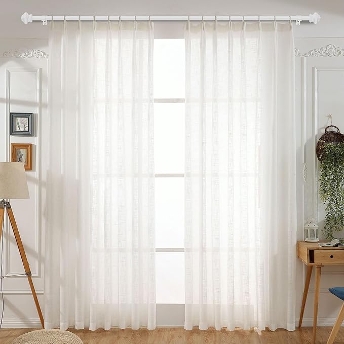 Curtain Rods for Windows 36-78 inch, 5/8 inch White Curtain Rod with Brackets Adjustable for Bedroom Kitchen Study Living Room