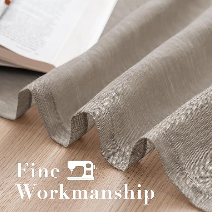 H.VERSAILTEX Linen Curtains Flax Linen Blended Curtain Panels for Living Room/Bedroom Semi Sheer Privacy Curtains 108 inch Length 2 Panels Set Nickel Grommet Window Drapes,Taupe