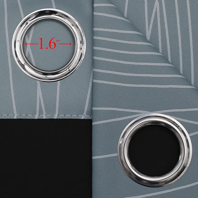 Estelar Textiler Stone Blue and Greyish White Blackout Curtains 72 Inch Length 2 Panels Set, Room Darkening Grommet Ombre Curtains for Bedroom, Thermal Insulated Light Blocking Gradient Drapes,52Wx72L