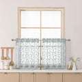 Chyhomenyc Light Grey Sheer Curtains 24 Inch Length, Light Filtering Leaf Tufted Textured Small Window Kitchen Curtain Over Sink, Short Half Window Curtains for Bathroom Basement, 30"Wx24"L, 2 Panels