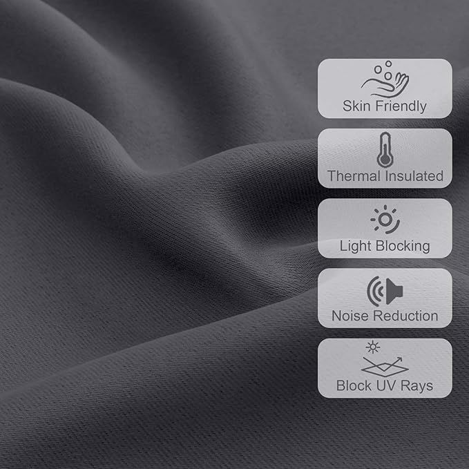 Chyhomenyc Charcoal Grey Valances for Window, Room Darkening Short Curtains for Kitchen Bedroom Living Room, Rod Pocket Top Small Window Treatment Valance RV Bunk Panels, 60" Wx18 L, 2 Pieces
