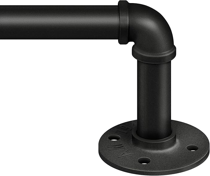 Zeerobee Curtain Rods for Windows 144 to 168, 1 Inch Industrial Wrap Around Black Curtain Rod, Indoor/Outdoor Room Divider Adjustable Drapery Pole, 144"-168"