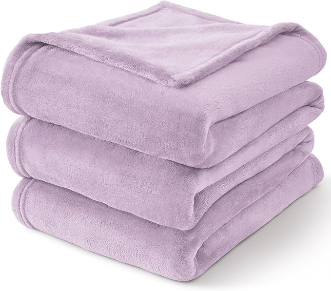 BEDELITE Fleece Blankets Queen Size Lilac Throw Blankets for Bed, Luxury Plush Cozy Fuzzy Blanket 90x90 inches, Super Soft Warm Lightweight Throw Blanket All Seasons Suitable