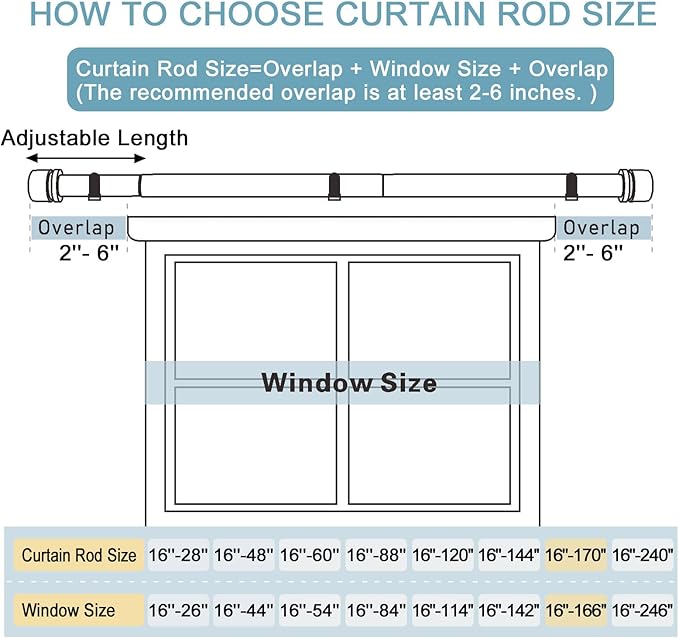 Byondeth Curtain Rods for Windows 16 to 170 Inches Adjustable Length 1 Inch Diameter Window Curtain Rod with Aluminium Finials, Flash Gold