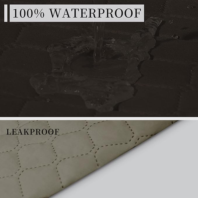 ISSUNTEX Double Protection 100% Waterproof Loveseat Sofa Covers for Living Room, Couch Covers for 2 Cushion Couch Sofa, Reversible Furniture Protector Sofa Cover for Dogs (Loveseat, Chocolate/Beige)