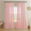 Joydeco Sheer Curtains 84 Inches Long, Beige Curtains for Living Room 2 Panels Set, Window Curtains Privacy Assured with Light Filtering(W52 x L84 Inch,Tapioca)