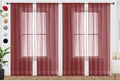 SpaceDresser Burgundy Sheer Curtains 4 Panels Rod Pocket Semi-Sheer Curtain 108 Inches Long Light Filtering Voile Window Drapes for Bedroom Living Room Kitchen, Each 52W x 108L