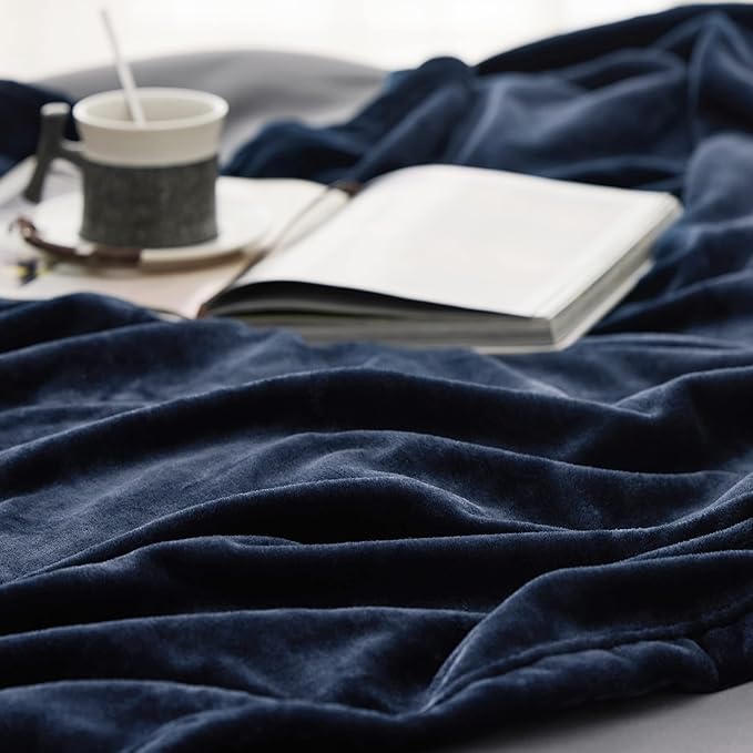 Bedsure GentleSoft Fleece Bed Blankets Large Size Navy - Soft Lightweight Fuzzy Cozy Luxury Oversized King Blanket Microfiber, Room Home Decor Gifts for Women and Men, 120x120 inches