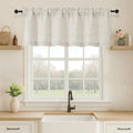 OVZME Natural Valance for Windows, Light Filtering Faux Linen Textured Small Kitchen Valances for Windows, Dual Rod Pocket Farmhouse Short Curtain for Bathroom Basement, 52Wx18L inch, 1 Piece