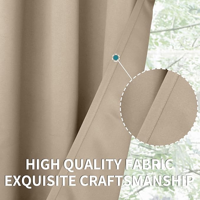 BGment Blackout Curtains - Grommet Thermal Insulated Room Darkening Bedroom and Living Room Curtains, Set of 2 Panels (38 x 45 Inch, Sand)