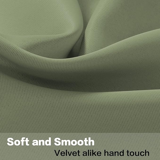 H.VERSAILTEX Blackout Kitchen Sage Green Curtain Valances,Short Window Valance Curtains for Living Room/Bedroom/Bathroom Privacy Decorative Rod Pocket Kitchen Valances，2 Panels，52" W x 18" L