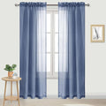 DWCN Sheer Curtains Semi Transparent Voile Rod Pocket Curtains for Bedroom and Living Room, Dusty Blue, 42 x 84 inches Long, Set of 2 Panels
