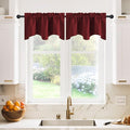 NICETOWN 2 Panels Valance for Window Farmhouse Style Window Treatment Thermal Insulated Room Darkening Curtain Valances Rod Pocket for Kitchen/Living Room/Christmas, 42 x 18 inch Long, Burgundy Red