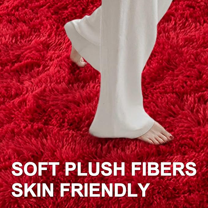 9x12 Ft Extra Large Shag Rugs for Living Room, Ultra Soft Fluffy Furry Area Rugs for Bedroom Indoor Floor, Aesthetic Carpet for Kids Home Decor (Red)