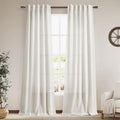 Cream Linen Curtains Back Tab Sheer Curtains 90 Inches Long for Living Room 2 Panels Rod Pocket Neutral Semi Sheer Light Filtering Pleated Curtain Drapes Ivory Farmhouse Dining Room Curtain 40x90
