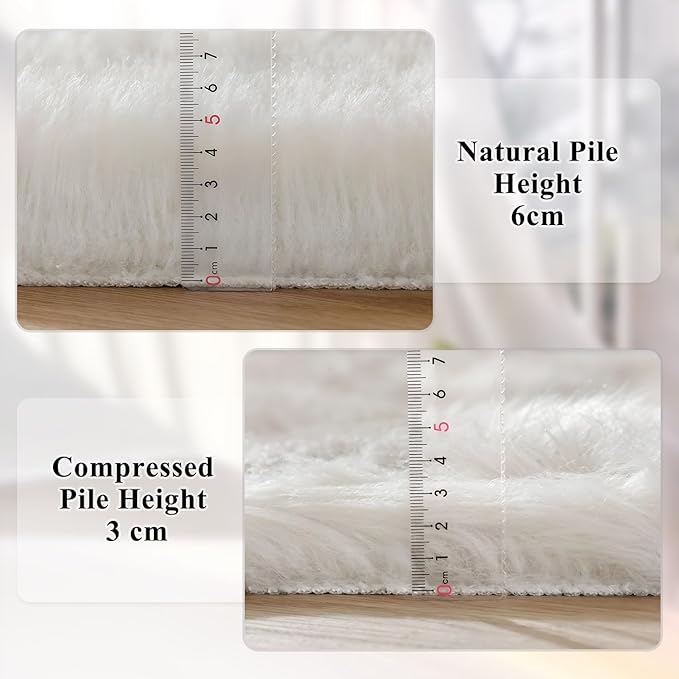 ORINOVA White Faux Sheepskin Fur Machine Washable Runner Area Rugs for Bedroom Living Room 2x6 Shag Rugs for Hallways Room Décor