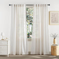RYB HOME Sheer Linen Curtains Extra Long Light Airy Privacy Protected High Ceiling Window Curtains for Bedroom Living Room, Rod Pocket & Back Tab, Ivory, W 52 x L 120 inch, Set of 2