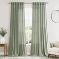 Desert Sage Linen Curtains 90 Inch Long 2 Panels Set for Bedroom Living Room Linen Textured Window Drapes Semi Sheer Light Filtering Rod Pocket Back Tab Cotton Textured Farmhouse Curtain 52x90