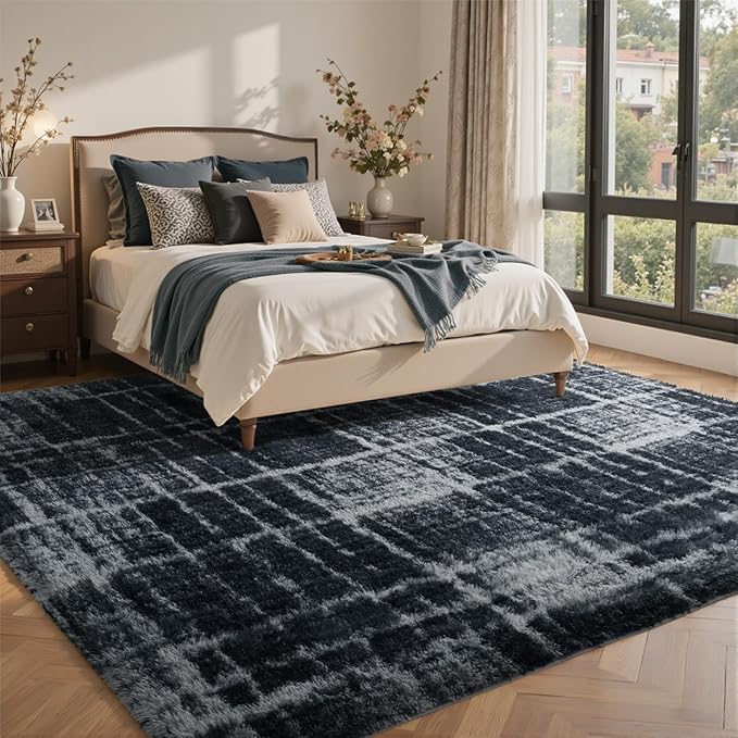 9x12 Ft Extra Large Shag Rugs for Living Room, Ultra Soft Fluffy Furry Area Rugs for Bedroom Indoor Floor, Aesthetic Carpet for Kids Home Decor (Grey)