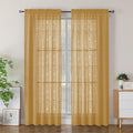 Simplebrand Semi Sheer Gold Curtains 84 Inches Long 2 Panels, Light Filtering Geometric Jacquard Clip Textured Sheer Curtains for Bedroom，Modern Elegant Window Curtains Drapes，52x84 inch