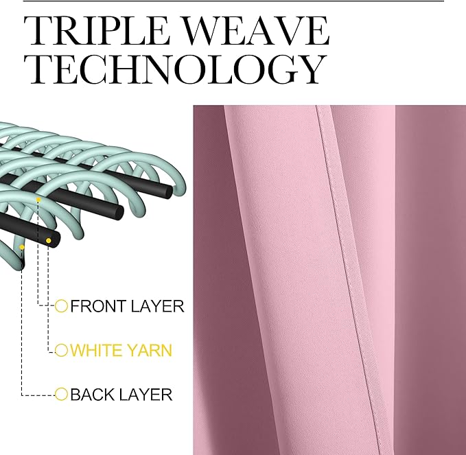 NICETOWN Blackout Curtains for Living Curtains, Rouge Pink, 2 Panels, 29 by 30, Room Darkening Window Curtain Panels, Easy-Care Solid Thermal Insulated Draperies/Drapes for Daughter Room
