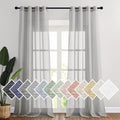 NICETOWN Grommet Sheer Curtains Natural Linen Blend Texture, Privacy with Enough Light Through Semitransparent Sheer Drapes for Children Room and Bedroom, 52W x 96L, Grey, 2 Pieces