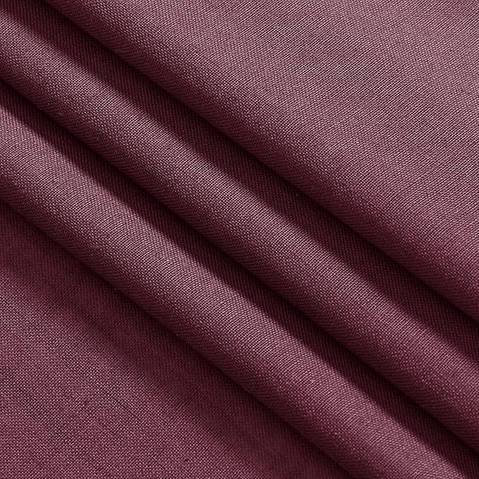 Nanspring Burgundy Linen Curtains 132 Inch Length for Living Room Light Filtering Semi Sheer Curtain Back Tab Vintage Boho Decor Drapes Floor to Ceiling High Window for Bedroom 52x132, 2 Panels