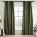 Topfinel 90 Inch Long Linen Blackout Curtains 2 Panels Set, Back Tab Pinch Pleated with Hooks, Thermal Insulated Modern Neutral Decor Window Curtain Drapes for Bedroom,- Loden/Olive Forest W52 x L90