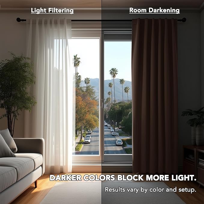 Deconovo Blackout Curtains, Thermal Insulated, W52 x L108 2 Panels, Back Tab, Machine Washable, Room-Darkening Drapes for Bedroom/Living Room Brown