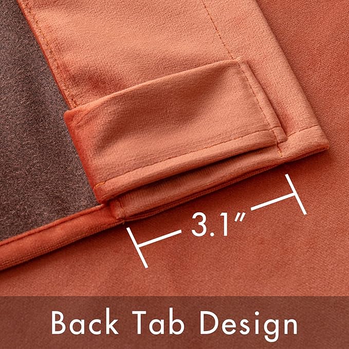 MIULEE Velvet Curtains 84 inches 2 Panels - Luxury Burnt Orange Blackout Curtains for Bedroom Living Room Thermal Insulated Super Soft Window Drapes Rod Pocket & Back Tab, Terracotta Rust Fall Decor