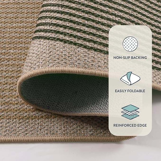 Lahome Enfys Modern Rainbow Round Rug 3ft, Circle Indoor Outdoor Rugs for Entryway Patio Washable Easy Jute Rug, Farmhouse Non Slip Small Round Rugs for Bedroom Porch Living Room Decor