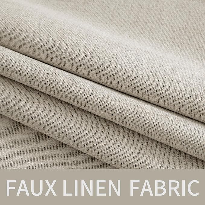 MIULEE Linen Curtains for Bedroom 100% Blackout Thermal Insulated Cobblestone Grommet Room Darkening Curtains & Drapes for Living Room Nursery 52 x 45 Inch (2 Panels)
