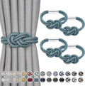NICEEC 4 Pack Mini Magnetic Curtain Tiebacks Nordic Simple Style Drape Tie Backs Elegant Hand Weave Rope Knot Decorative Curtain Holdbacks for Home & Office Thin Window Drapery (Teal)