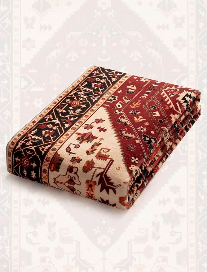 SERISSA Boho Washable Runner Rug, 2x5 Rug Runner Non-Slip Vintage Red Black Hallway Kitchen Runner Rug Ultra Soft Print Distressed Floor Carpet Runner for Bedroom Bathroom Laundry Living Room