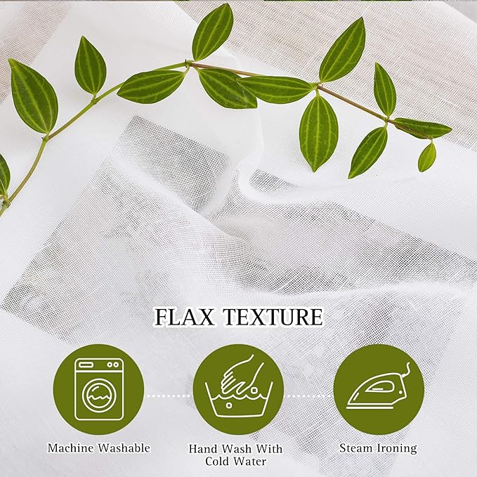 NICETOWN White Short Curtains 36 inches Long, Grommet Semi Sheer Linen Blend Causal & Rustic Light Filtering Kitchen Curtains & Drapes for Cafe/Nursery, W29 x L36, 2 Panels