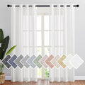 NICETOWN Semi Sheer Linen Curtains Flax Textured for Living Room, Grommet Vertical Drapes Natural Privacy Sheer Panels with Light Filter for Villa/Cottage, W52 x L84, Ivory, 1 Pair