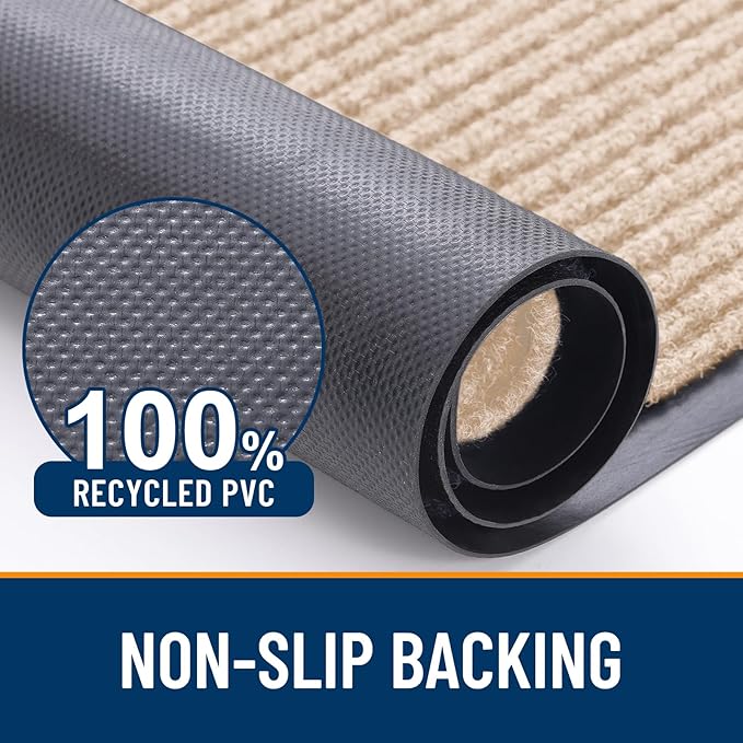 OLANLY Front Door Mat Indoor Outdoor Entrance, Waterproof Heavy Duty Doormat, Fade Resistant, Low Profile, Easy Clean Patio Porch Welcome Floor Mats for Entry, 71x30, Beige