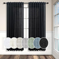 Pitalk Black Linen Curtains 63 Inch Length for Boys Bedroom 2 Panels Back Tab Rod Pocket Short Black Stylish Closet Curtains for Nursery Room Playhouse Canopy Bed Teen Girls Decoration 52x63