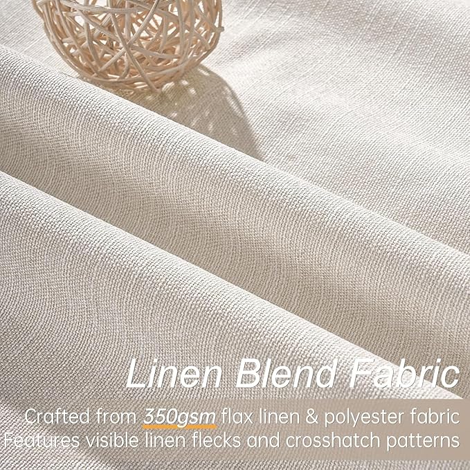 Birch Cream Extra Wide 72 Inches Blackout Curtains for Living Room Ivory Linen Blend Pleated Farmhouse Drapes Back Tab Pleated Rod Pocket Ceiling Track Large Windows Burg (72" Wx90 Lx 1 Panel)