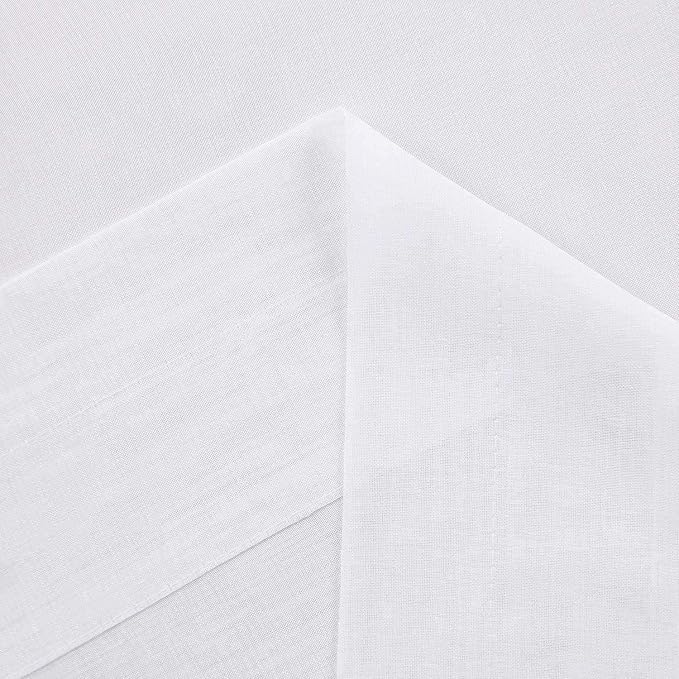 DWCN White Sheer Curtains 63 inch Length 2 Panels Set, Elegant Solid Color Kitchen Curtain for Small Window, Voile Top Dual Rod Pocket Curtains & Drapes for Living Room/Bedroom, 2pcs, Each W36 x L63