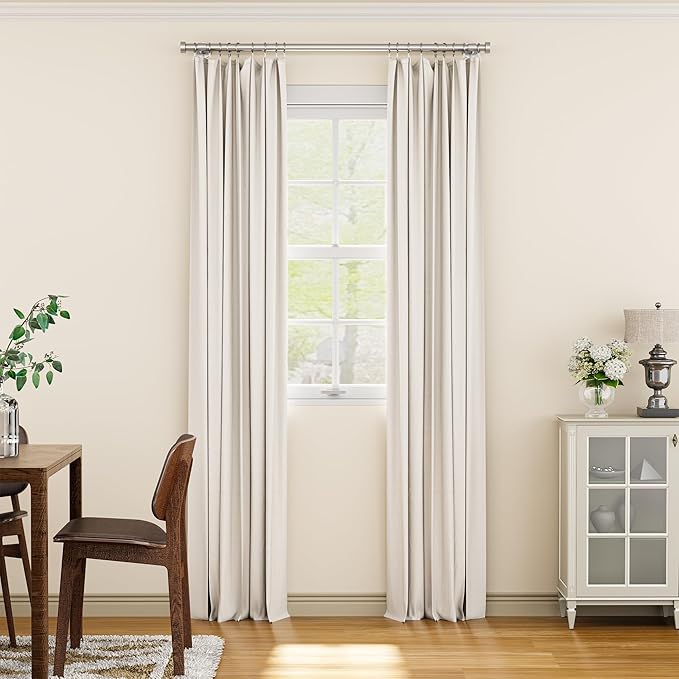 YaFex 2 Pack Heavy Duty Curtain Rods 32-60 Inch, 1 Inch Adjustable Curtain Rod for Windows, Silver Short Window Treatment Rods Set with Aluminium Finials, Modern Design