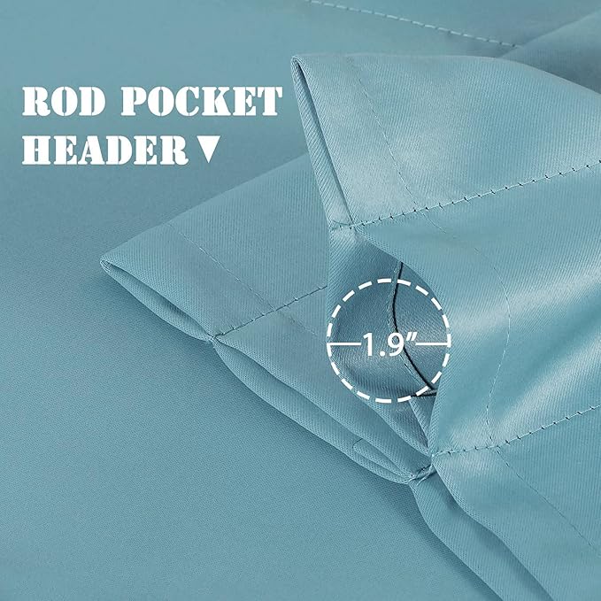 H.VERSAILTEX Blackout Valances for Windows，Kitchen Valances Curtains for Living Room/Bedroom/Bathroom Privacy Decorative Rod Pocket ，2 Packs，52" W x 18" L, Aqua