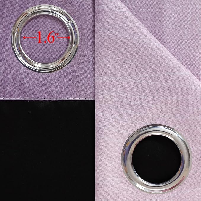 Pink and Purple Curtains 63 Inch Length 2 panels, Full Light Blocking Ombre Blackout Curtains for Kids Room, Thermal Insulated Noise Reducing Gradient Blackout Curtains for Girls Bedroom, 52x63 Inch
