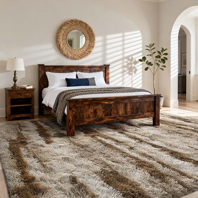 9x12 Ft Extra Large Shag Rugs for Living Room, Ultra Soft Fluffy Furry Area Rugs for Bedroom Indoor Floor, Aesthetic Carpet for Kids Home Decor (Khaki)
